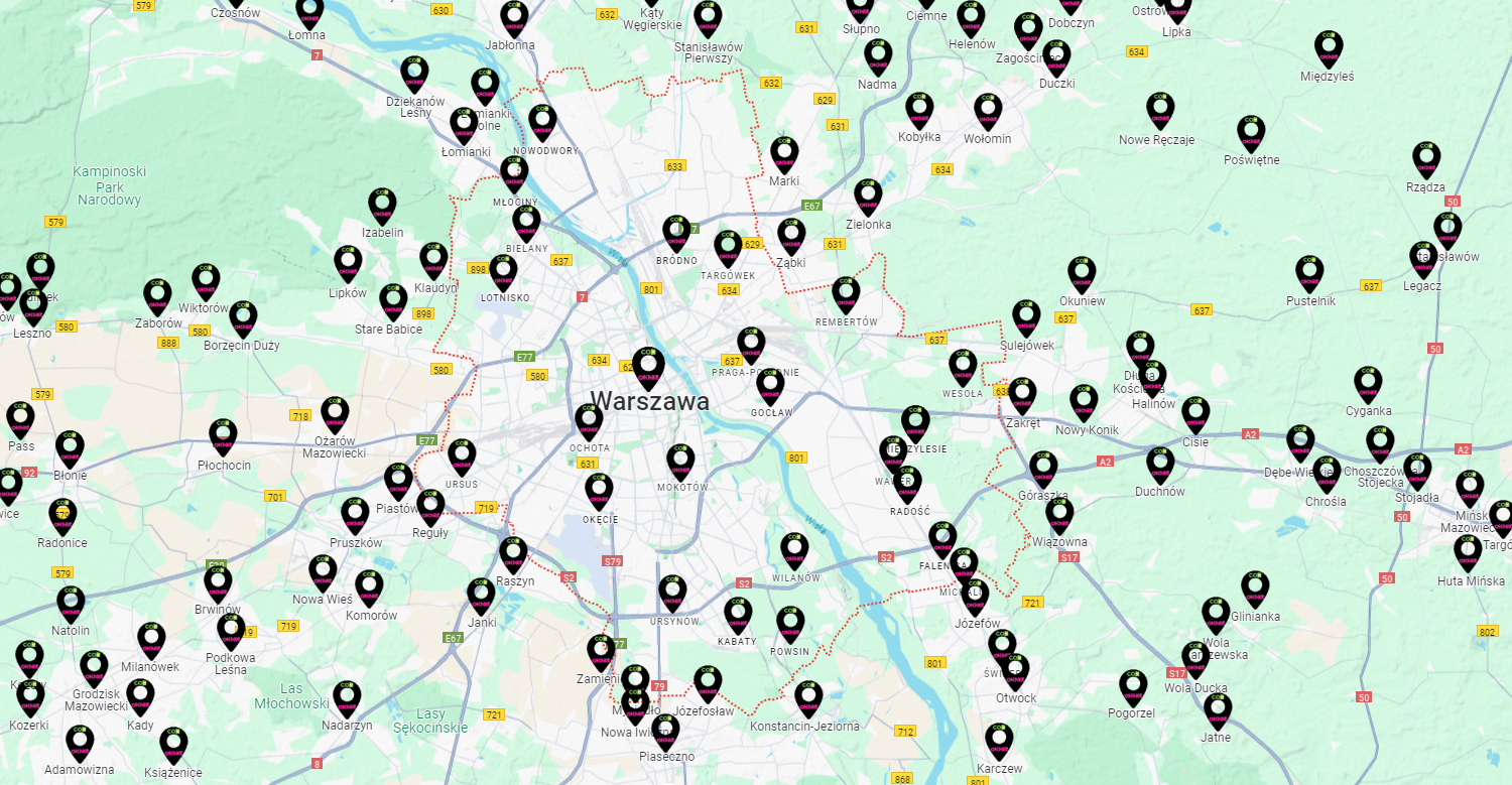mapka warszawa